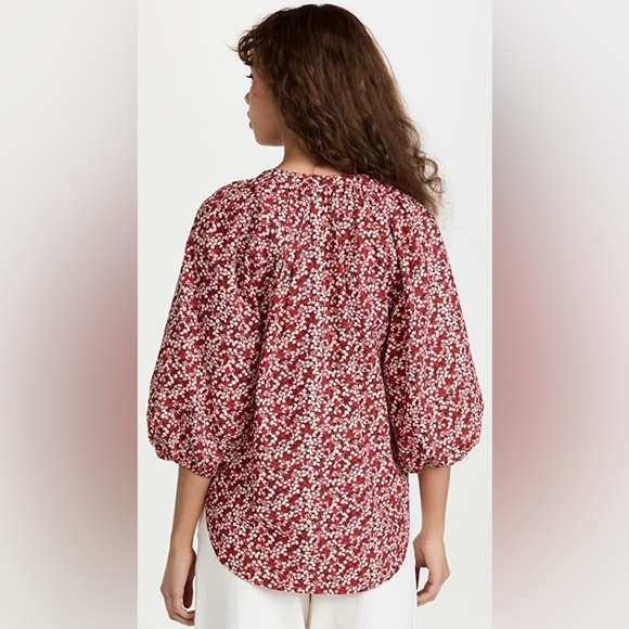 APIECE Apart Mitte Top Floral Blouse Red flowers Patterned Poplin Cotton Organic - Picture 3 of 12